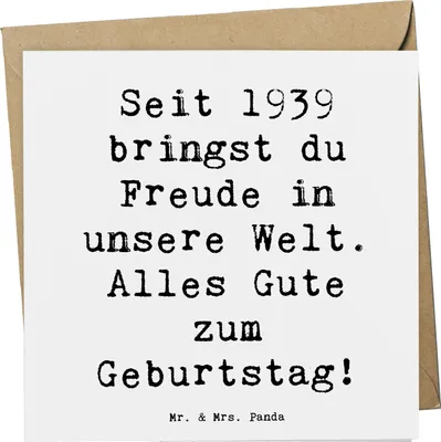 Produktbild von Mr. & Mrs. Panda Deluxe Karte Spruch 1939 Geburtstag Freude - Weiß - Geschenk, doppelkarte, Klappkarte, anlasskarte, Glückwunsch, faltkarte, Happy Birthday, Nostalgie