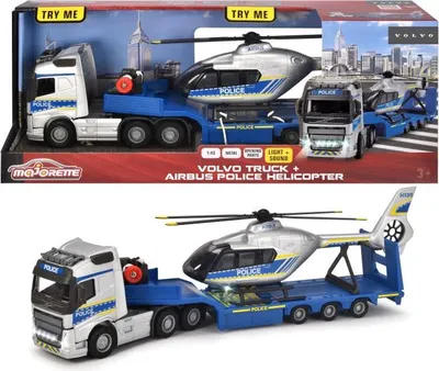 Immagine prodotto di Set Camion Volvo e Elicottero Polizia Lumin/GW, 35 cm