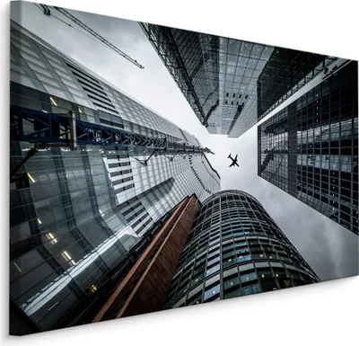 Produktbild von Fabelhafte Canvas LEINWAND BILDER 100x70 cm XXL Kunstdruck Wolkenkratzer Stadt Gebäude