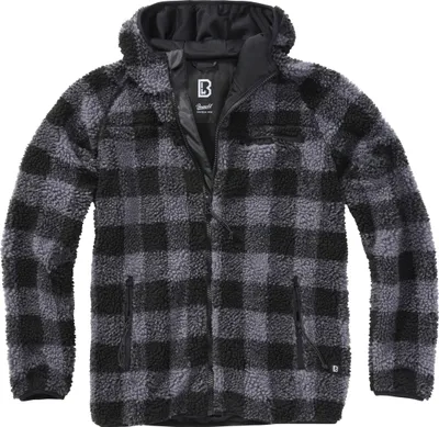 Produktbild von Brandit Teddyfleece Outdoorjacke mit Kapuze Größe 7XL Farbe Schwarz/Grau