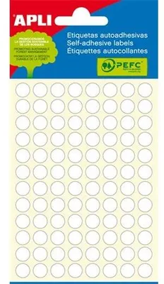 Produktbild von Etiketten, weiß, rund, Durchmesser 8 mm, 480 Etiketten/Packung, APLI