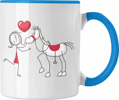 Produktbild von Trendation - Reiterin Tasse Geschenk Kaffee-Becher für Pferdeliebhaber Geschenkidee Pferde (Blau)