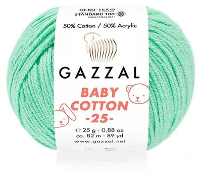 Obrázek produktu pro Příze Gazzal Baby Bavlna, 25 g, barva: světle zelená (mintová), vhodná pro pletení a háčkování