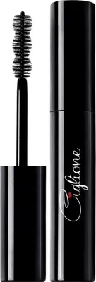 A black mascara tube with its wand extended, shown against a white background.