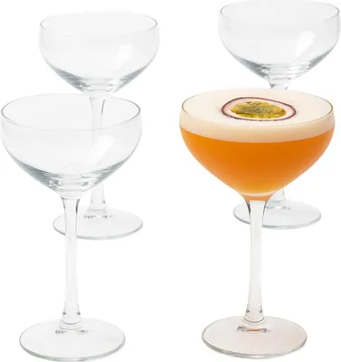 Obrázek produktu pro alpina cocktail glasses set of 4 24cl - Sklenice na koktejly a míchané nápoje - Sada sklenic na koktejly a aperitivy - včetně Espressa a Pornstar Martini - Průhledné sklo - Vhodné do myčky nádobí