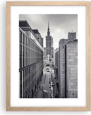 Produktbild von Gerahmtes Poster - Rahmen in heller Eiche - Warschau Palast Kultur - 30x40 cm - Wand Bild - Wanddeko - Wandbilder - Kunstposter - Wandposter - Bilderrahmen - Bilder - Kunstdruck - P2NPA30x40-4382