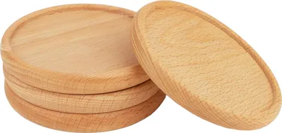 Produktbild von QUVIO Untersetzer für Gläser - 4 Stück - Holz - Glasuntersetzer - Rund - 4 Stück - 8,5 cm (d) - Hellbraun