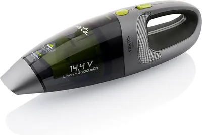 A cordless handheld vacuum cleaner is shown from a diagonal angle against a white background.