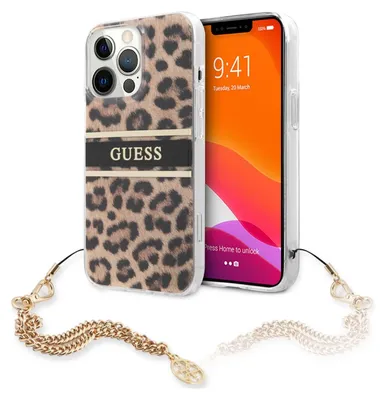 Obrázek produktu pro Guess Leopard Gold Chain - pouzdro pro iPhone 13 Pro