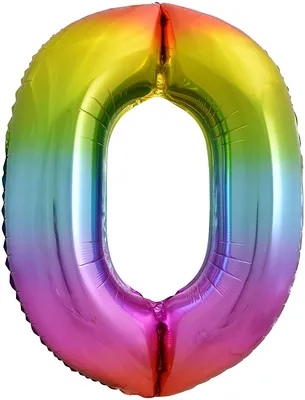 Produktbild von Folienballon Zahl 0, Regenbogen, 85 cm
