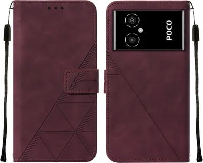 Image de Etui en cuir pour Xiaomi Poco M4 5G / Poco M5 5G étui design avec embossage, porte-cartes et support rouge
