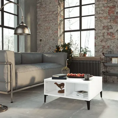 Zdjęcie produktu dla vidaXL Stolik kawowy biały wysoki połysk 60x60x30 cm materiał drewnopochodny - Stolik kawowy - Stoliki kawowe - Stoliki kawowe - Stoliki kawowe
