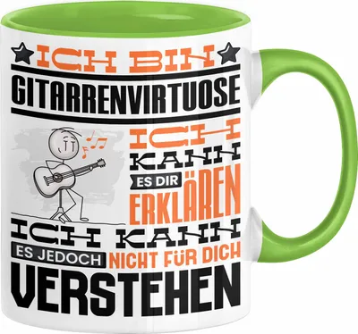 Produktbild von Gitarrenvirtuose Geschenk Tasse Geschenkidee für Gitarrenvirtuose Geburtstag Lustig Ich Bin Gitarrenvirtuose Ich Kann Es Dir Erklären Aber Nicht Für Dich Verstehen (Grün)