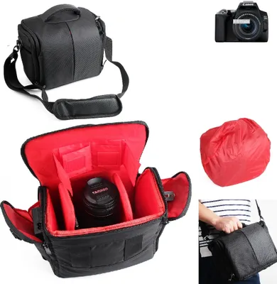 Produktbild von K-S-Trade Kompatibel mit Canon EOS 250D Kameratasche Fototasche Schultertasche Zubehör Tasche einteilbare Trennwänden für Systemkamera, DSLR DSLM