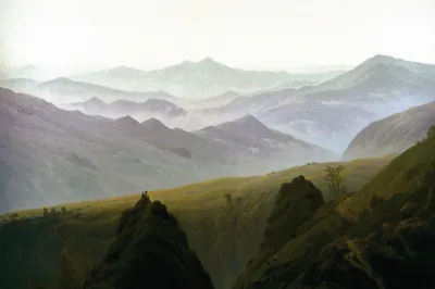 Zdjęcie produktu dla Caspar David Friedrich Art Print Obraz - Poranek w górach, 1822 (80 x 120 cm)