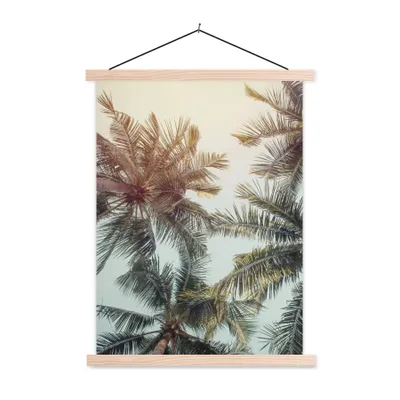 Produktbild von MuchoWow® Textilposter Palme - Sommer - Tropisch 60x80 cm mit holzfarbenen Rahmen - Wandbild