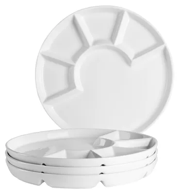 Fondueteller-Set 4 Stück 24 cm Porzellan Weiß