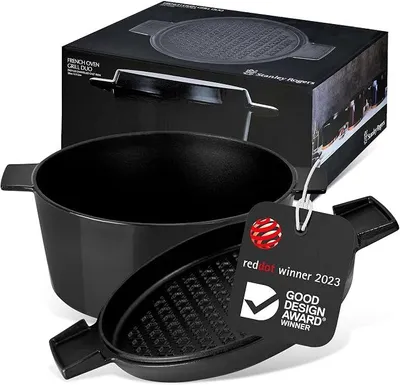 Imagen del producto de Silecomplaza Cocotte, olla de hierro fundido esmaltada, 6,5 litros, 28 cm, color . Ideal como sartén para la parrilla y como tapa. Apta para inducción y horno