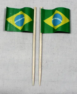 Produktbild von Party-Picker Flagge Brasilien Papierfähnchen in Spitzenqualität 25 Stück Beutel