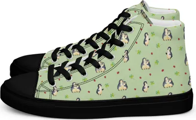 Produktbild von Mr. & Mrs. Panda Damen Sneaker Black Edition Pinguin Marienkäfer Größe 44 1/2 - Grün - Geschenk, Pinguine, Schwarze, Sportschuhe Schwarz, Sneakers für, Aufmerksam, Liebe