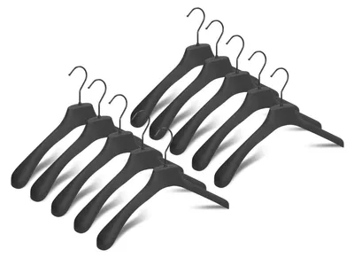 Kleiderbügel mit Gummibeschichtung, 10 Stück, 40 cm, schwarz, rutschfest