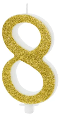 Produktbild von Geburtstagskerze Zahlen 0 bis 9 gold glitzernd 10cm