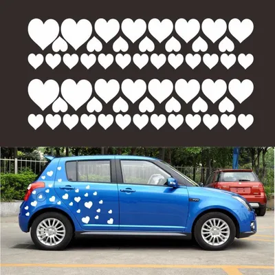 Immagine prodotto di Set di adesivi per auto, design accattivante, 56 pezzi, colore bianco, materiale vinilico resistente all'acqua, accessori universali
