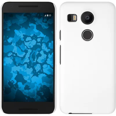 Produktbild von PhoneNatic Case kompatibel mit Google Nexus 5X - Hülle weiß gummiert Hard-case + 2 Schutzfolien
