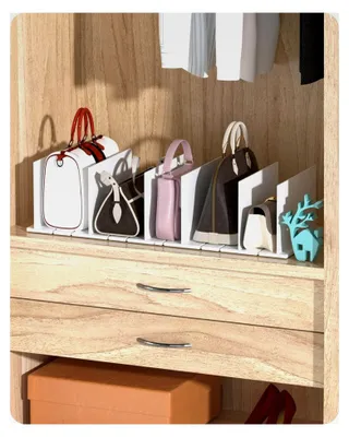 Produktbild von Verstellbare Regalteiler, Kunststoff-Regaltrenner für Geldbörsen und Handtaschen (2er-Set, weiß)