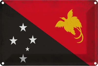 Produktbild von vianmo Blechschild 12x18 cm Papua?Neuguinea Guinea Vintage Flagge Fahne Wappen