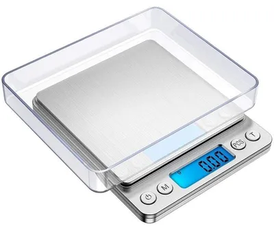 Produktbild von Präzisionswaage (500 g/0,1 g), Küchenwaage/Taschenwaage/Schmuckwaage, hochpräzise elektronische Waage, hintergrundbeleuchtetes LCD-Display, Tara- und Stückzahlfunktion, mit Ablage.