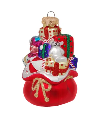 Produktbild von Krebs Glas Lauscha Weihnachtsmann Tasche - Christbaumschmuck aus Glas - Multicolor - Größe ca.10 cm - 01061