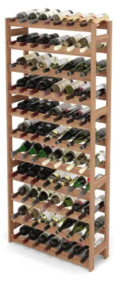 Produktbild von Relaxdays Weinregal, 77 Flaschen, Walnussholz, 166 x 72,5 x 25 cm, Weinhalter für Rot- & Weißwein, Flaschenregal, natur