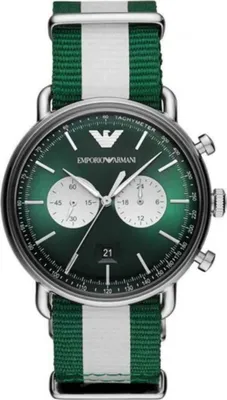 Produktbild von Armani Herren Quarzuhr AR11221 Grün 44mm Gehäuse Edelstahl Textilarmband 50m Wasserdicht