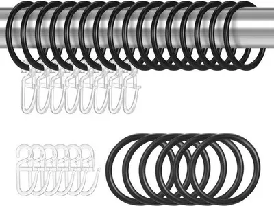 Produktbild von Metallene Vorhangringe 22 Stück schwarze Duschkabinen