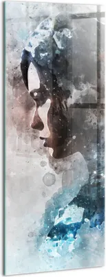 Produktbild von Designer Glasbild - Wandbild - Glas Bild - 50x125 cm - Abstrakt Gemaltes Porträt Einer Frau