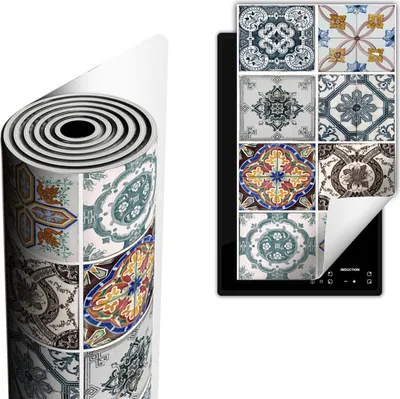 Produktbild von Herdabdeckplatte abdeckung Glaskeramikkochfeld abdeckplatte 30x52 cm Anti Rutsch Matte Aufrollbar, Mosaik