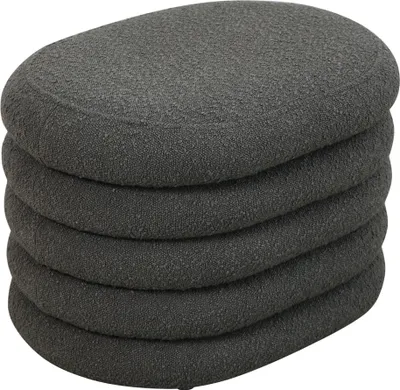 Produktbild von SVITA BLOSSOM Hocker mit Stauraum Sitztruhe Sitzhocker Ottomane Boucle-Polster Dunkelgrau