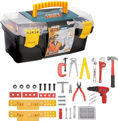 Produktbild von Toi-Toys 38023A POWER TOOLS Werkzeuge 35-teilig Werkzeugkasten Kinder ab 3 Jahren Spielzeug Set