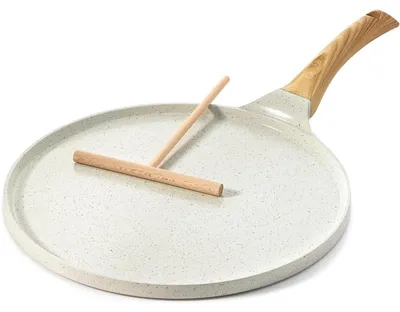 Image de Poêle à crêpes en céramique, 26 cm, antiadhésive, compatible induction, blanche, sans , PTFE et