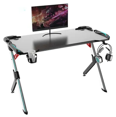 Gaming-Schreibtisch 113x60x75 cm, RGB-LED, Schwarz/Rot