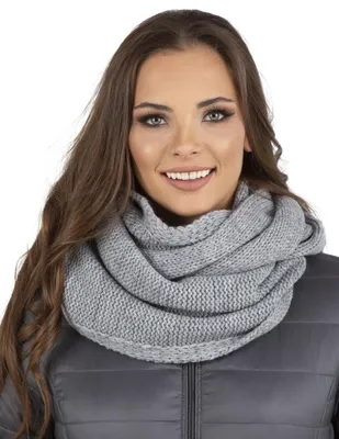 Productafbeelding van VIVISENCE Loop Sjaal, gebreid, dubbel geluid, ideaal voor warmte op koude winterdagen, model 7103, kleur: Hel