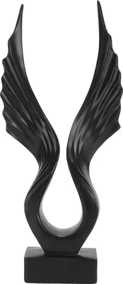 Productafbeelding van Abstracte vleugelsculptuur, artistieke decoratieve sculptuur van kunsthars, ornament voor woonkamer, kantoor, zwart
