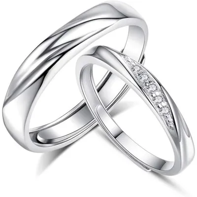 Produktbild von Trauringe Partnerringe 925 Sterling Silber Offen Verstellbar mit Zirkonia für Damen & Herren