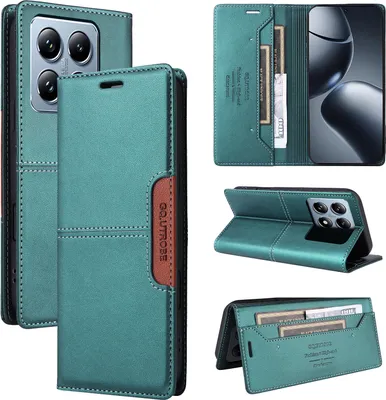 Immagine prodotto di Custodia per Xiaomi 14T Pro, custodia in pelle flip wallet con slot per carte e supporto Verde