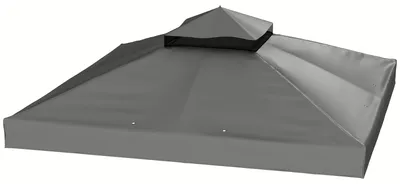 Produktbild von Pavillon-Ersatzdach 3 x 3 m 600D Oxford UPF30+ zweistufiges Pavillondach Klettverschlüsse Insektennetz Dunkelgrau 300 x 300 cm