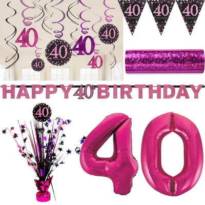 Produktbild von Geburtstag Partyset pink schwarz Frau Zahl 18 21 30 40 50 60 70 80 Partyartikel Dekoration