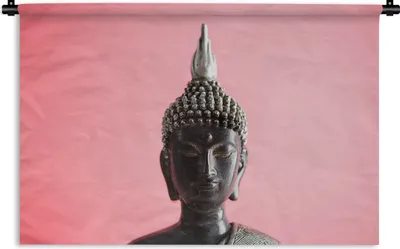 Produktbild von MuchoWow® Wandteppich Wandbehang Buddha - Gesicht - Schwarz 90x60 cm Tapisserie Dekoration Wandtuch - Wandskulpturen - Bildteppich