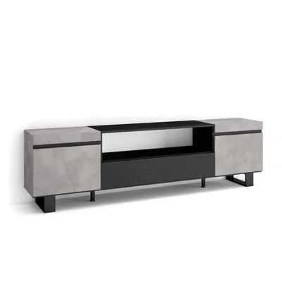 Produktbild von TV-Schrank, Lowboard, 200x35x57cm, Für TV-Geräte bis zu 80", Industriedesign, Zementgrau