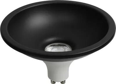 Produktbild von LED Leuchtmittel Deep-Deco Reflektor Weiß 8W GU10 750lm warmweiß 3000K 36° Dimmbar + Ring Schwarz ES111